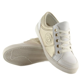 Chanelki sneakers Y612-41 Blanco blanco y dorado amarillo 3