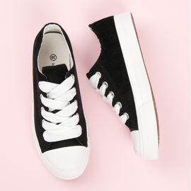 Ideal Shoes Zapatillas de pana negro 4