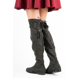 Yes Mile Botas mosqueteras con flecos gris 6