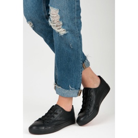 Kylie Zapatillas caladas en la unión negro 4