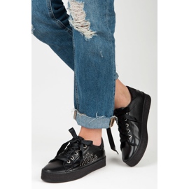 Zapatillas deportivas con purpurina y cinta negro 4