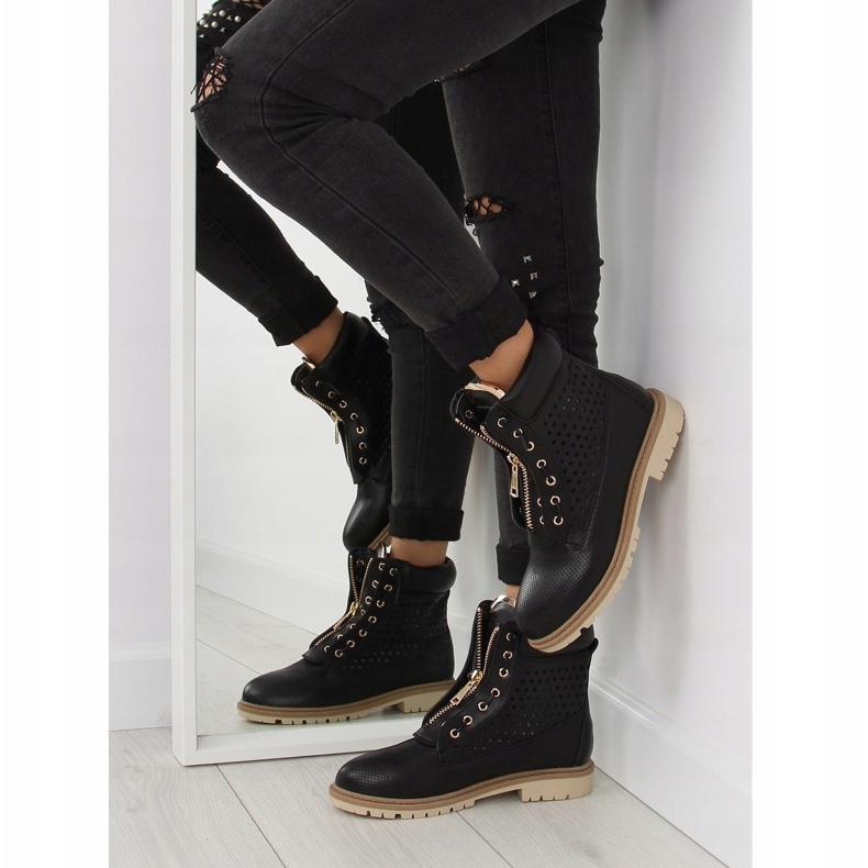 Balmanas calados, cremallera dorada, negra R103 Black negro 1