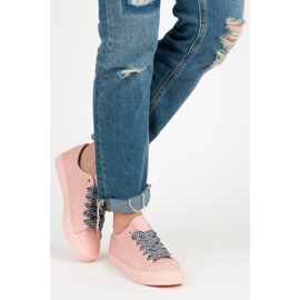 Ideal Shoes Deportivas rosas con flecos rosado 7