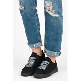 Ideal Shoes Deportivas negras con flecos negro 6