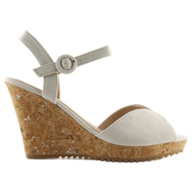 Sandalias grises con cuña de corcho 3811 4