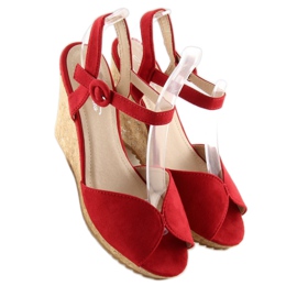 Sandalias rojas con cuña de corcho 3811 rojo 5
