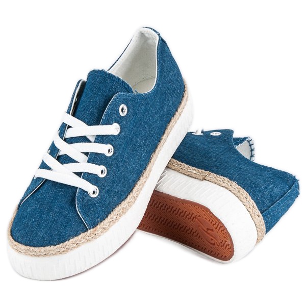 Kylie Creepers con cordones en la plataforma azul 1