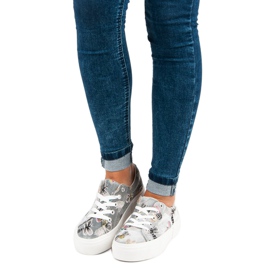 Kylie Zapatillas de terciopelo en la plataforma gris 4