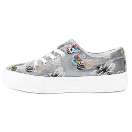 Kylie Zapatillas de terciopelo en la plataforma gris 2