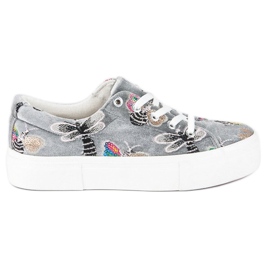 Kylie Zapatillas de terciopelo en la plataforma gris 3