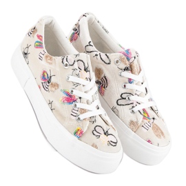 Kylie Zapatillas de terciopelo en la plataforma beige 5