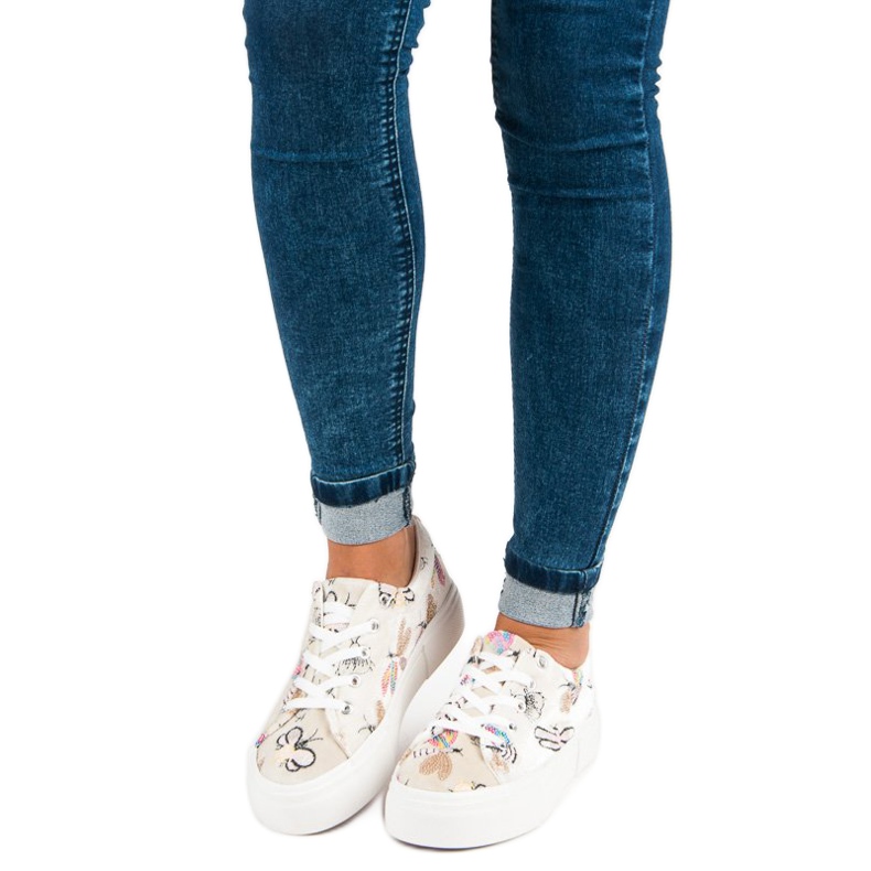 Kylie Zapatillas de terciopelo en la plataforma beige 1