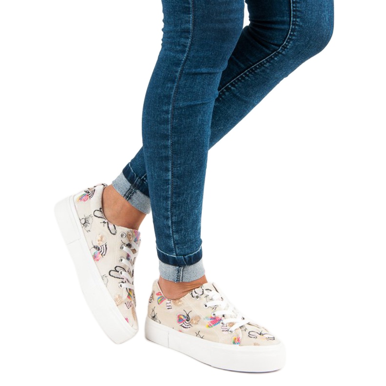 Kylie Zapatillas de terciopelo en la plataforma beige 2