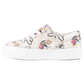 Kylie Zapatillas de terciopelo en la plataforma beige 3