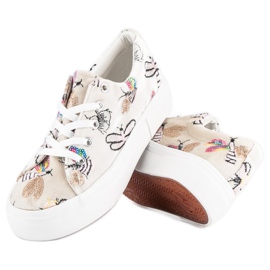 Kylie Zapatillas de terciopelo en la plataforma beige 4