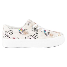 Kylie Zapatillas de terciopelo en la plataforma beige 6