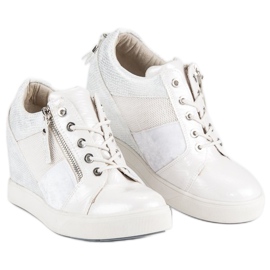 Kylie zapatillas de cuña de moda blanco 4