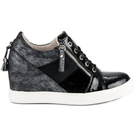 Kylie zapatillas de cuña de moda negro 5