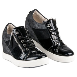 Kylie zapatillas de cuña de moda negro 1