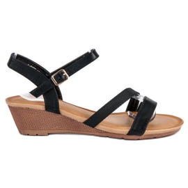 Bello Star Cómodas sandalias cuña negro 4