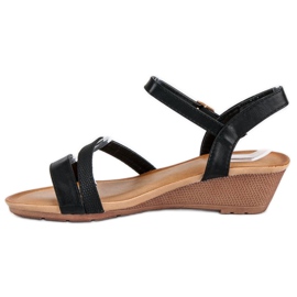Bello Star Cómodas sandalias cuña negro 1