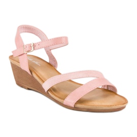 Bello Star Cómodas sandalias cuña rosado 1