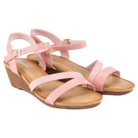 Bello Star Cómodas sandalias cuña rosado 4