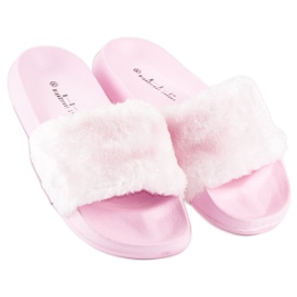Chanclas rosas con pelo 2
