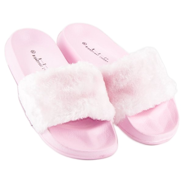 Chanclas rosas con pelo 2