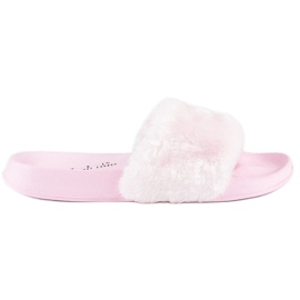 Chanclas rosas con pelo 1
