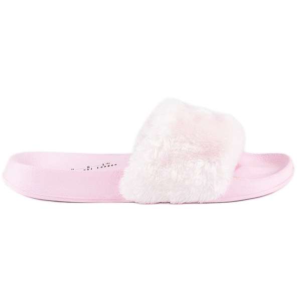 Chanclas rosas con pelo 1