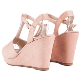 Bella Star Sandalias cuña ante rosado 3
