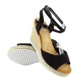 Sandalias negras con cuña LJ-5K41 negro 4