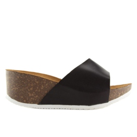 Black JM26 zapatillas negras en una cómoda cuña negro 4