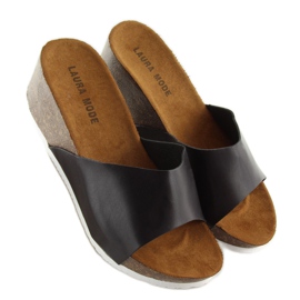 Black JM26 zapatillas negras en una cómoda cuña negro 6