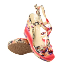 Sandalias cuña raso 903 rojo 2