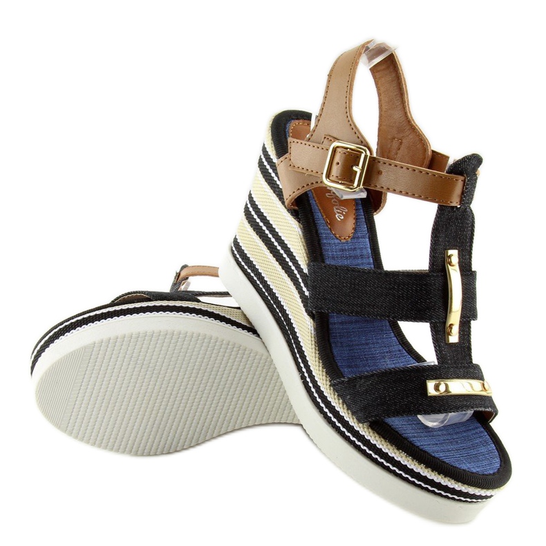 Negro YQ05 Sandalias cuña negras 1 Negro YQ05 Sandalias cuña negras 1