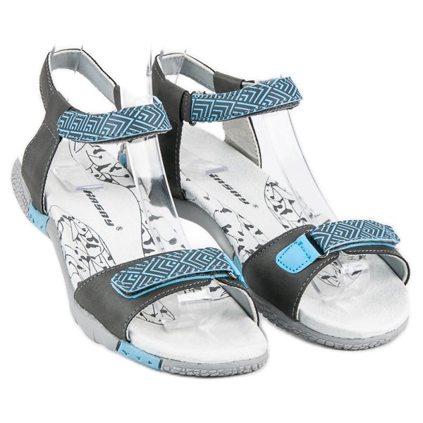 Hasby Sandalias planas velcros gris 2 Hasby Sandalias planas velcros gris 2