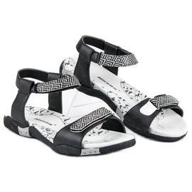 Hasby Sandalias Planas Con Velcro negro 2 Hasby Sandalias Planas Con Velcro negro 2