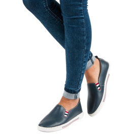 Filippo Slipons de piel azul marino 5