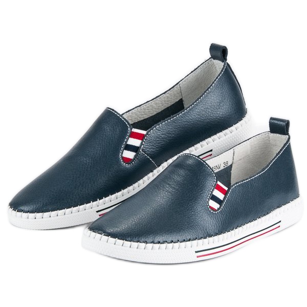 Filippo Slipons de piel azul marino 2