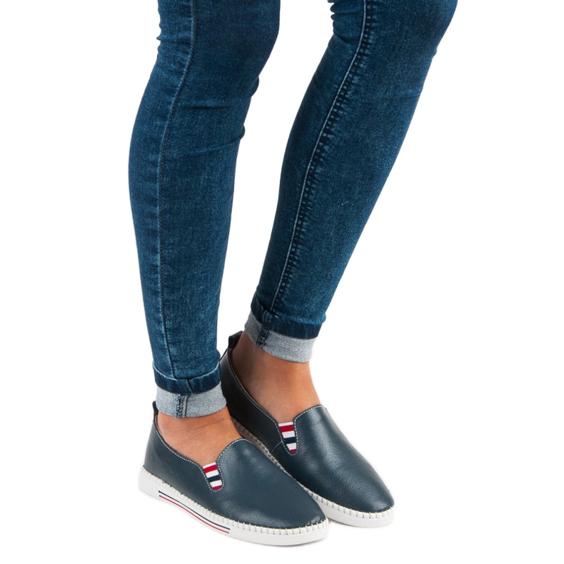 Filippo Slipons de piel azul marino 1