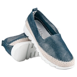 Filippo Alpargatas de piel sin cordones azul 3