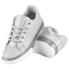 Deportivas atadas plateadas gris 2