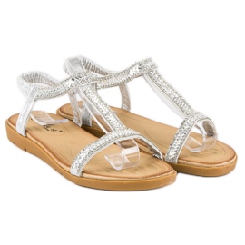 Fama Sandalias plateadas con elástico gris 4