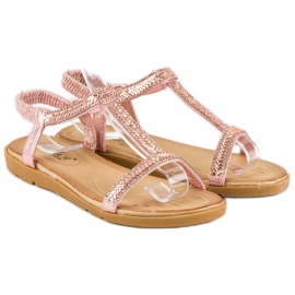 Fama Sandalias rosas con elástico rosado 4