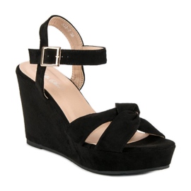 Bello Star Sandalias cuña negras negro 2