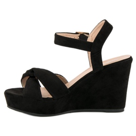 Bello Star Sandalias cuña negras negro 3