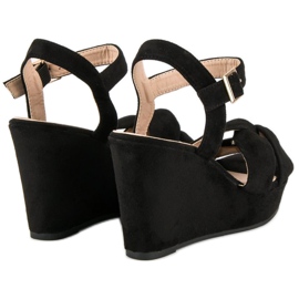 Bello Star Sandalias cuña negras negro 4