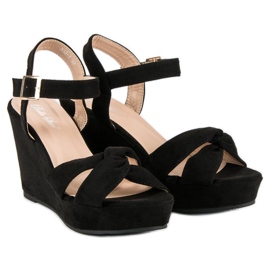 Bello Star Sandalias cuña negras negro 5